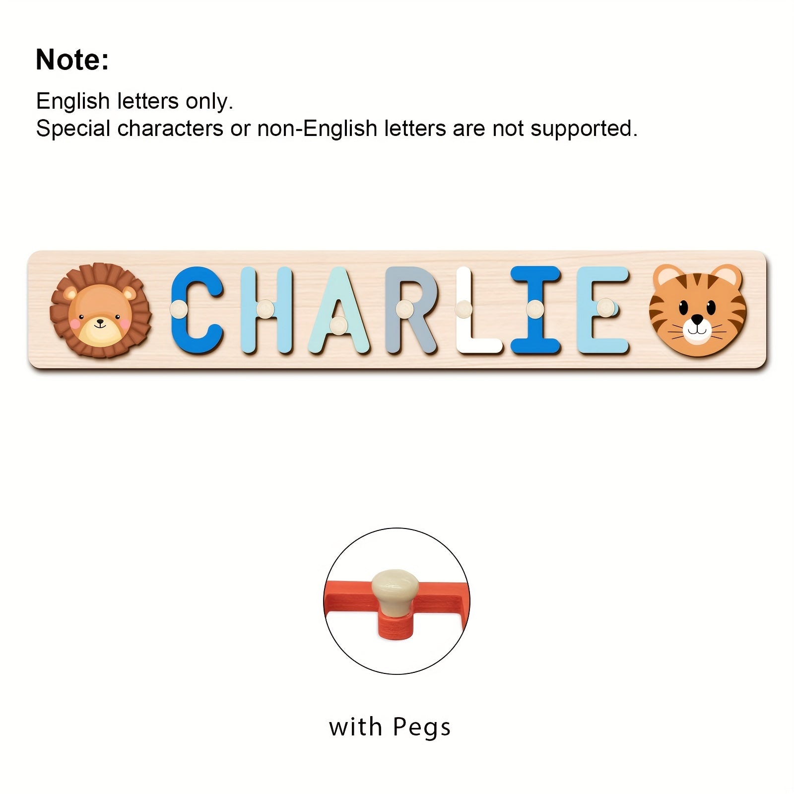 Personalized Wooden Name Puzzle with Animal & Plane Designs