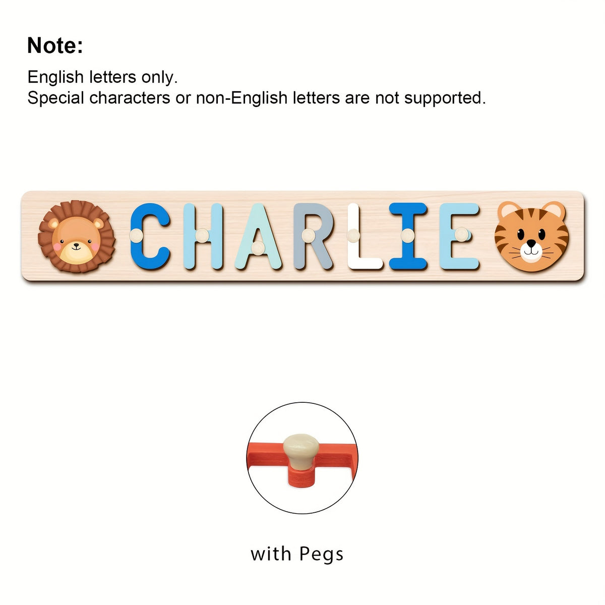 Personalized Wooden Name Puzzle with Animal & Plane Designs