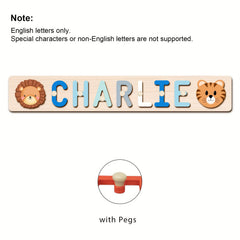 Personalized Wooden Name Puzzle with Animal & Plane Designs