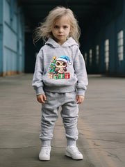 Girls Christmas Animal Pattern Sweatshirt Top Sweatpants Set