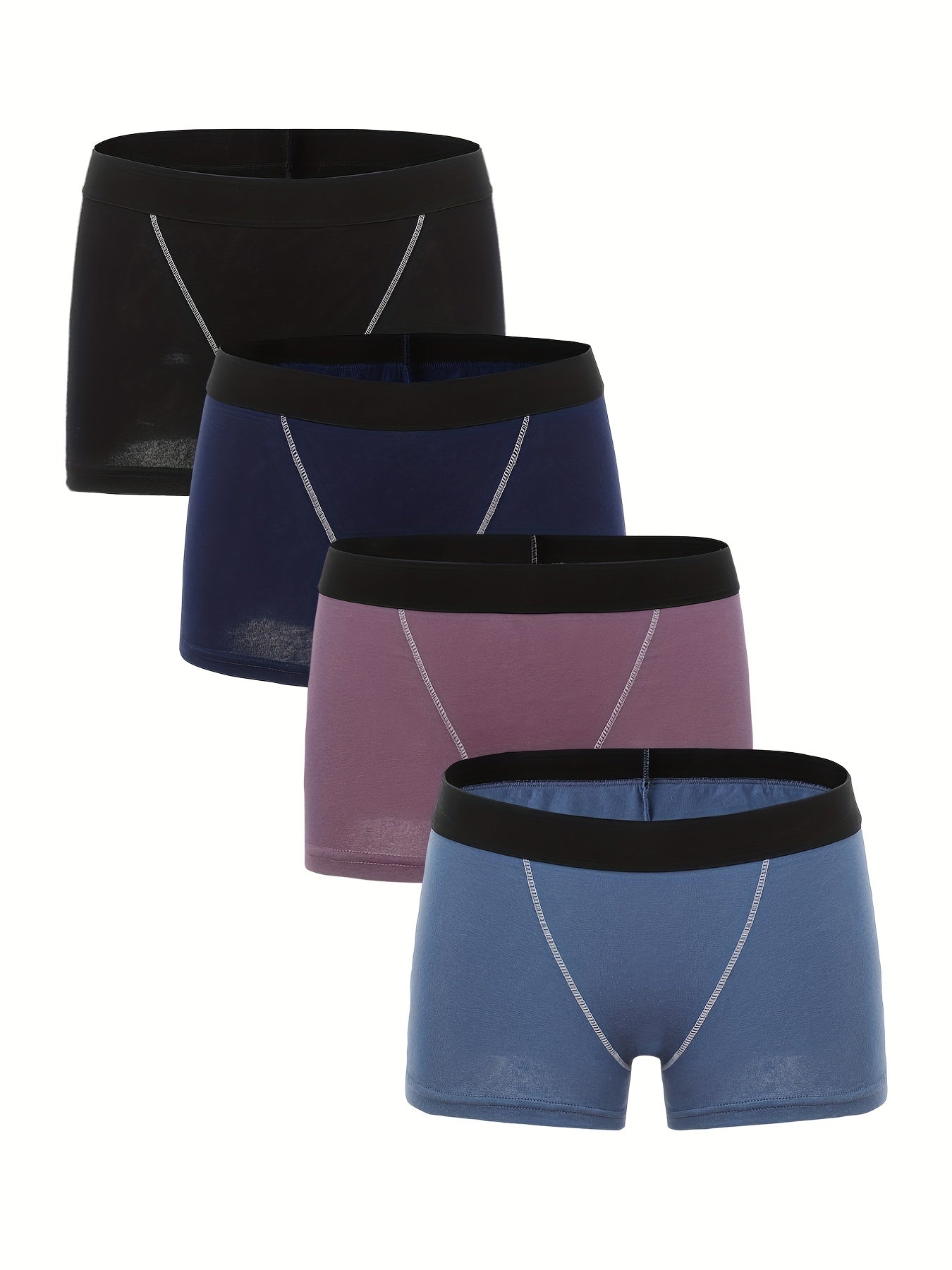 4 Pack Plus Size Boyshort Panties Set Solid Women's Underwear