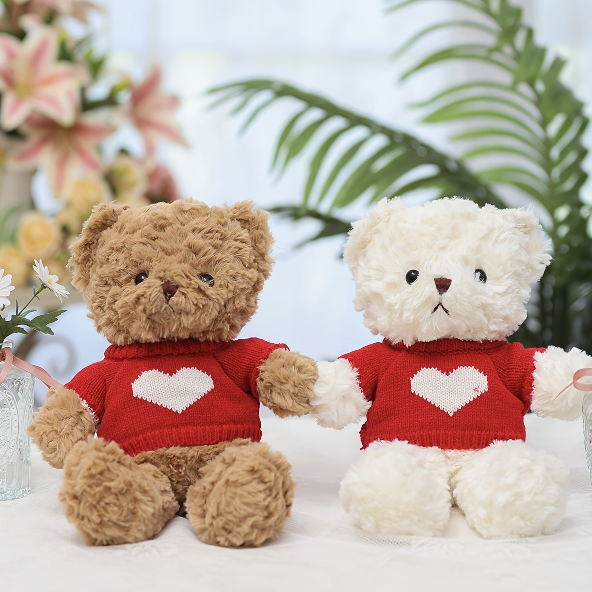 11.8 Inch Teddy Bear Plush Toy with Heart Pattern Clothes