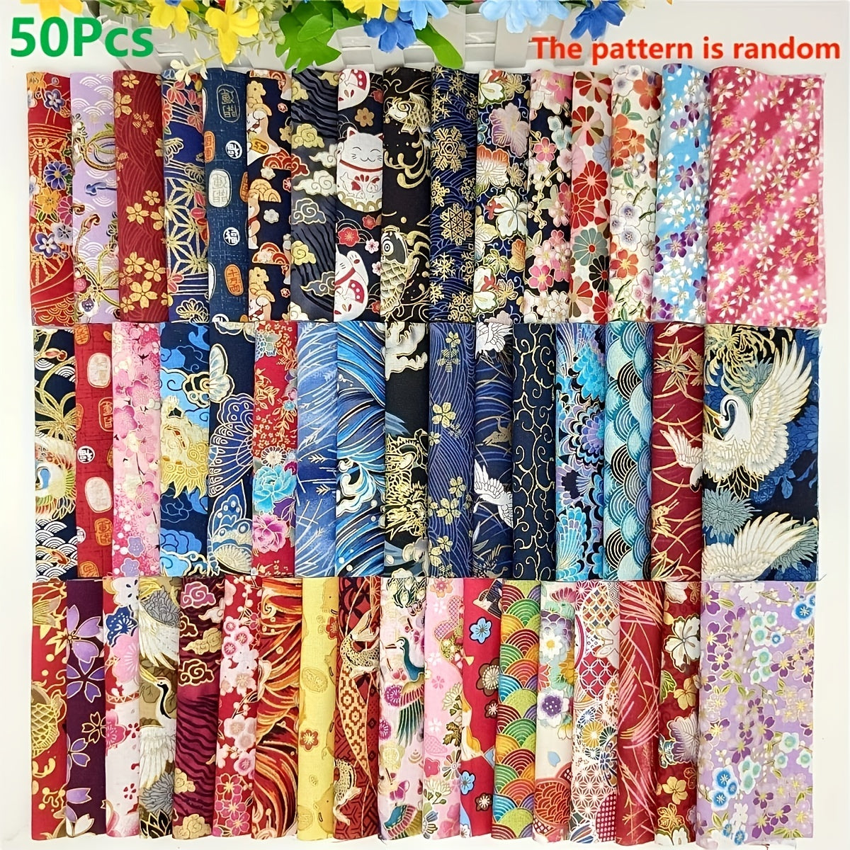 50pcs Japanese Style Cotton Fabric PreCut - DIY Sewing Supplies for Patchwork