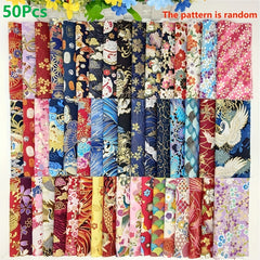 50pcs Japanese Style Cotton Fabric PreCut - DIY Sewing Supplies for Patchwork