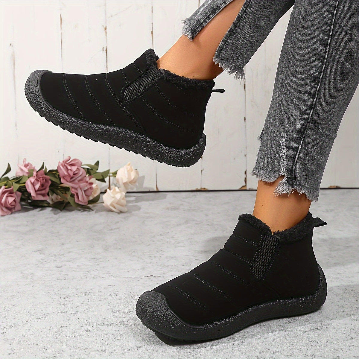 Women's Non slip Thickened Snow Boots Round Toe Warm Shoes