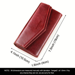 Women's Top Grain Leather RFID Long Clutch Evening Bag