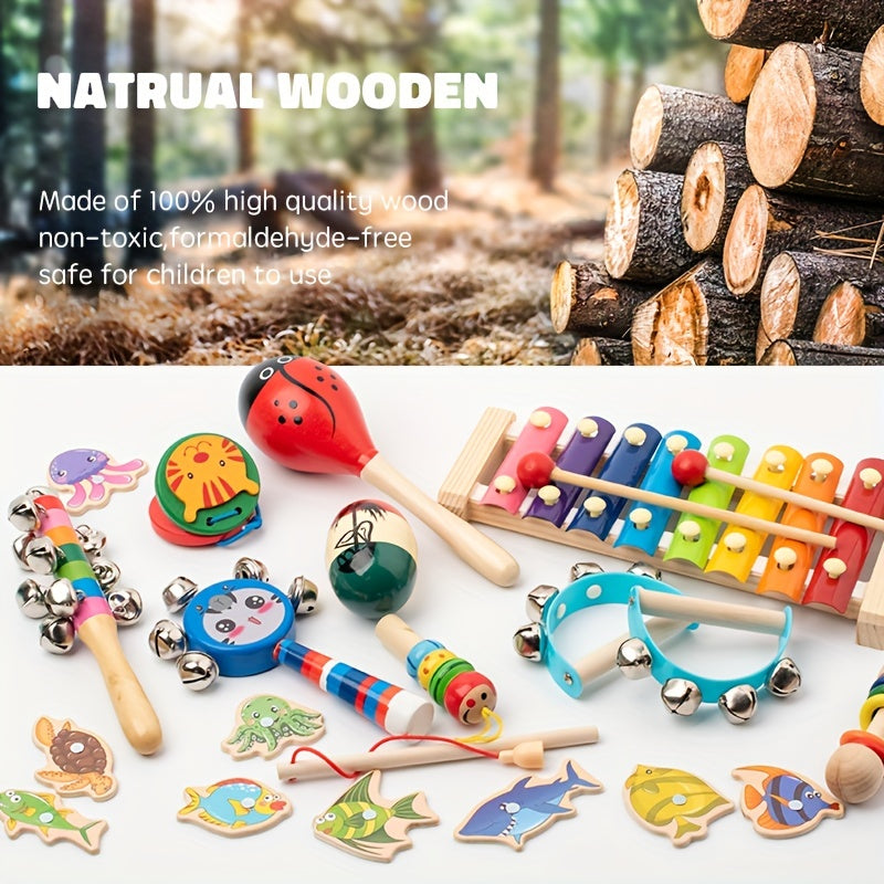 Wooden Montessori Toys Ringing Bells Beaded Ringing Bells Music Toys
