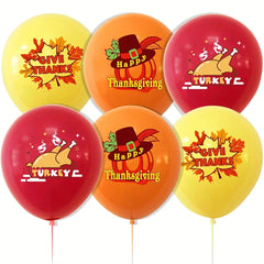6pcs Thanksgiving Balloon Decoration Turkey Pumpkin Maple Leaf Latex Balloon