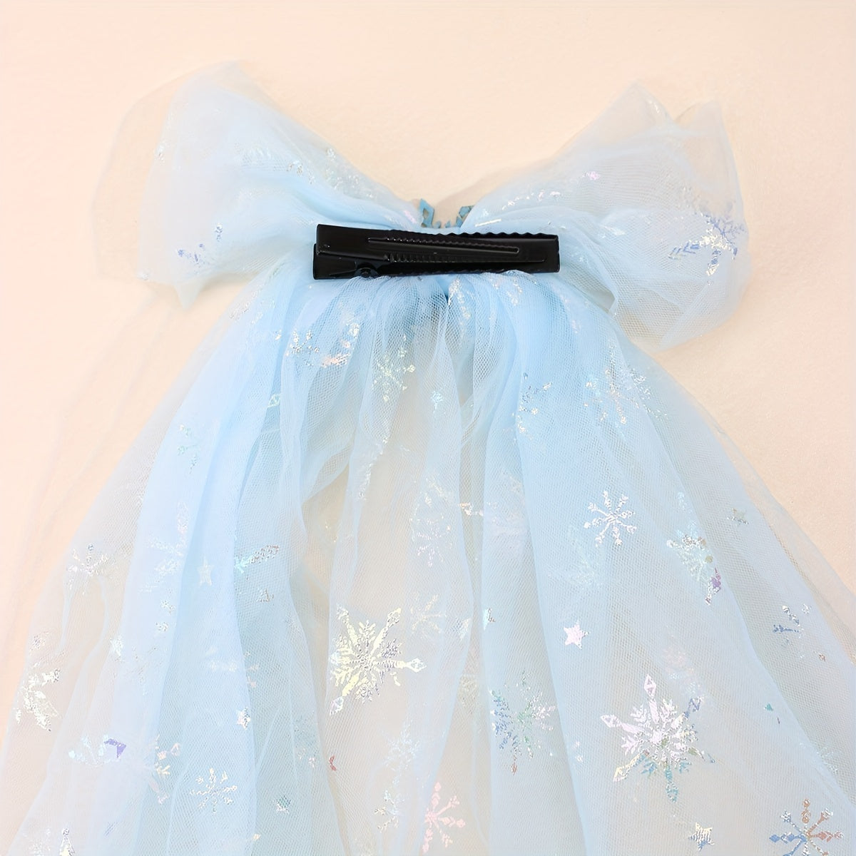 Snowflake Hair Bow Clips Sparkly Chiffon Barrettes Hair Accessories