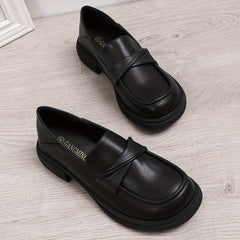 Women's Strap Flat Loafers Round Toe Faux Leather Slip On Shoes