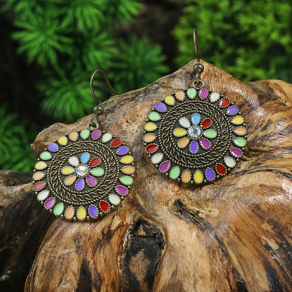 Vintage Style Turquoise Dangle Earrings Geometric Shape