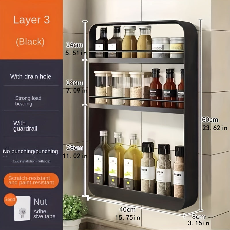 Wall Mounted Rack for Seasonings Cosmetics Bathroom Storage