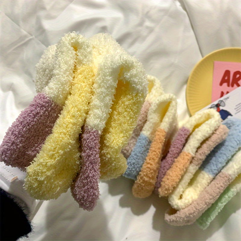 5 Pairs Fuzzy Mid Tube Socks Women's Stockings