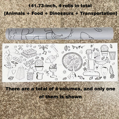 Extra Long Coloring Roll 3.6m Vibrant Animal & Food Designs Paper
