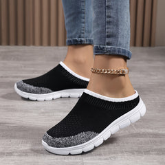 Women's Round Toe Woven Slip on Sneakers Lightweight Slipper Outwear