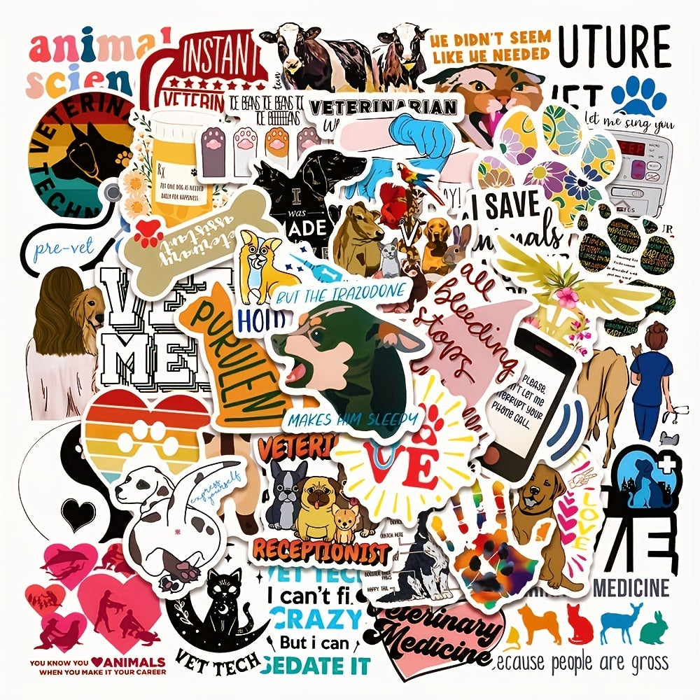 50Pcs Veterinary Stickers for Suitcases Mobile Phone Laptop Helmet Skateboard