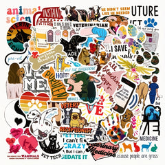 50Pcs Veterinary Stickers for Suitcases Mobile Phone Laptop Helmet Skateboard