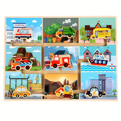 Transportation Board Game for Kids - Wooden Puzzle Tabletop Game