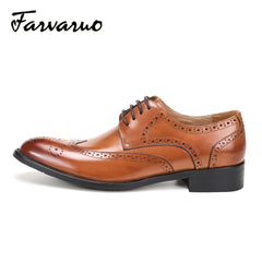 FARWARWO Leather Brogue Wingtip Derby Shoes
