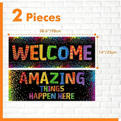 2pcs Confetti Classroom Banner Posters Bulletin Board Decoration