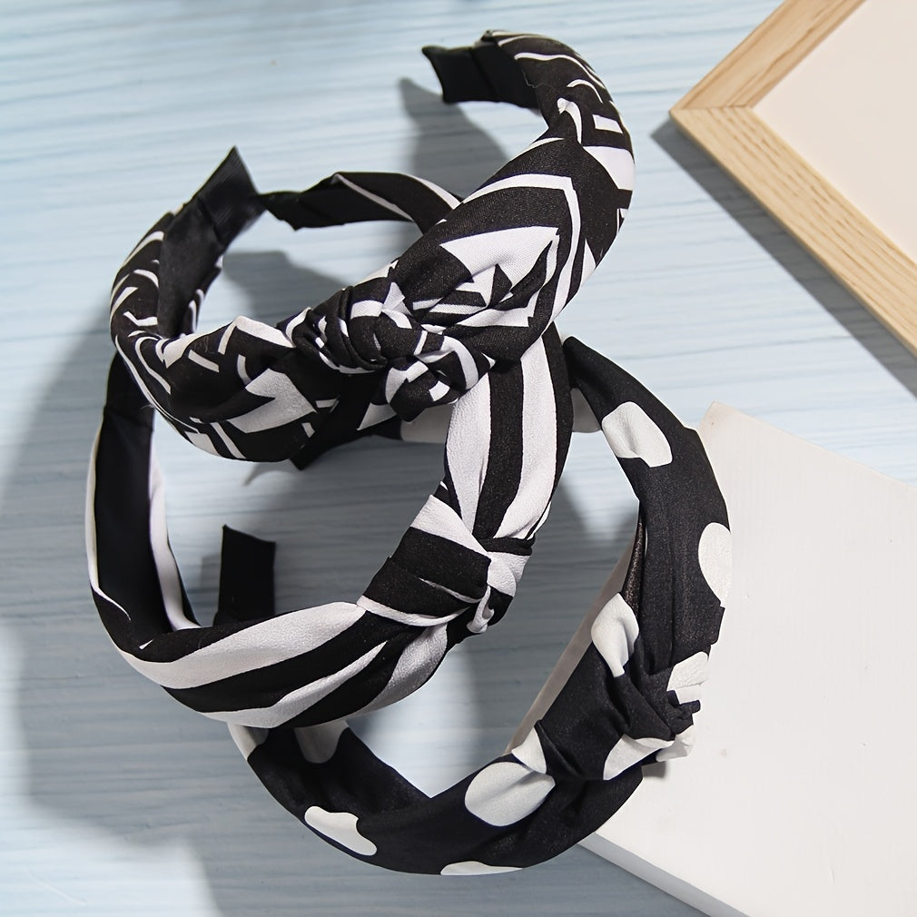 Non Slip Flower Polka Dot Strip Print Wide Hairband