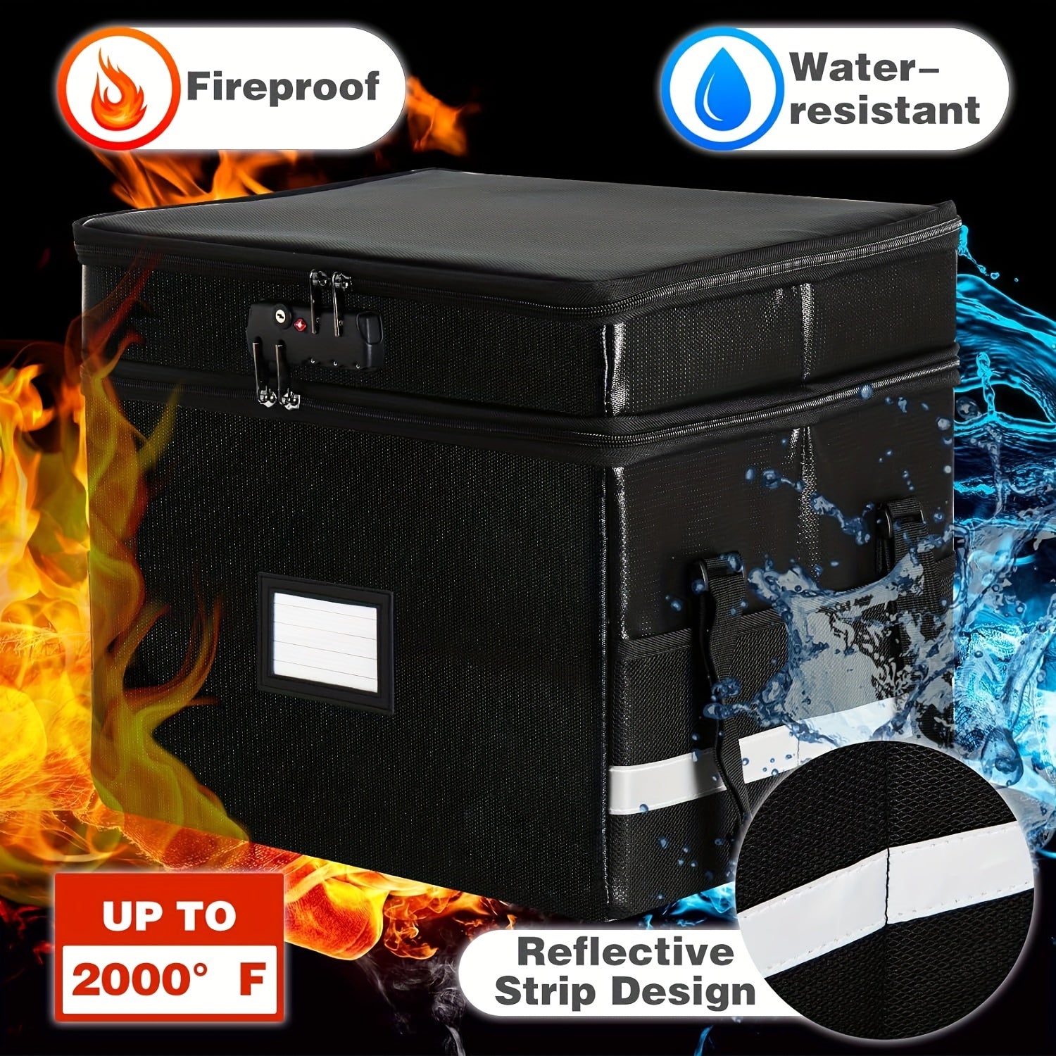 File Storage Box With Lock & Handles 2 Layer Folding Storage Box