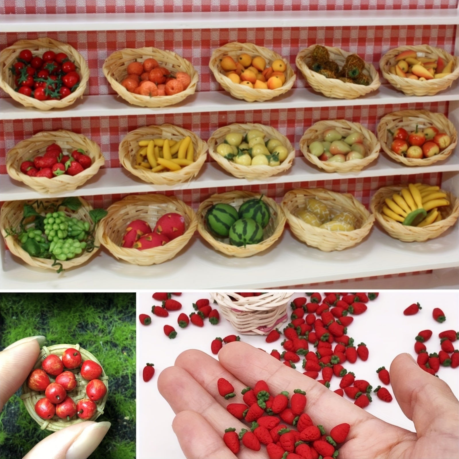 10pcs Clay Veggies & Fruits for 1:12 Dollhouse DIY Scenes