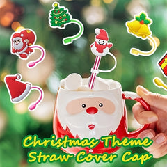 Christmas Straw Tip Covers Reusable Leakproof Straw Stoppers 6-8mm 4/5/20pcs
