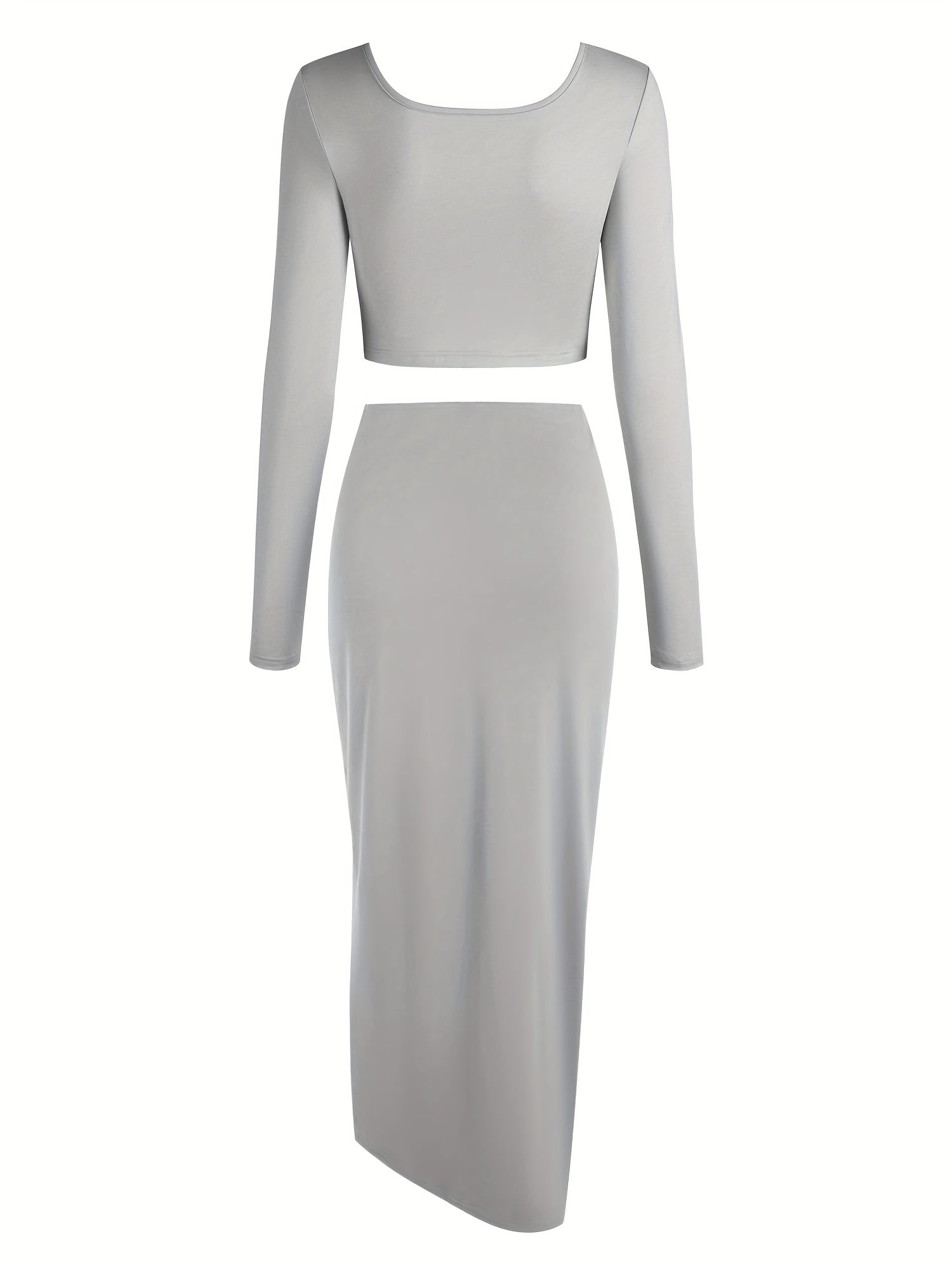  Solid Crop Top & Draped Front Skirt Outfit Set