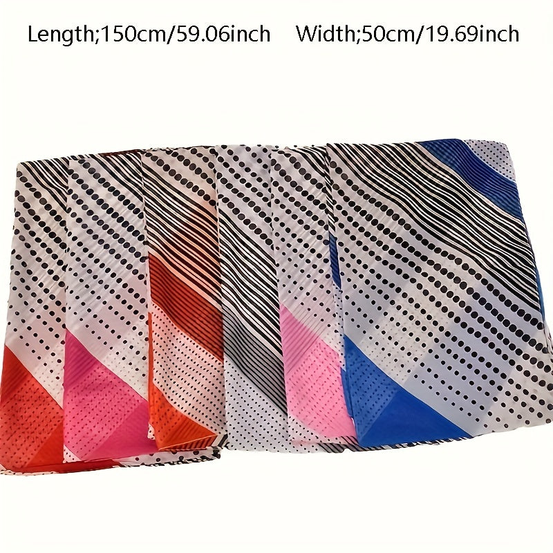 Thin Chiffon Scarf Polka Dot Stripe Print Block Shawl Casual Head Wrap