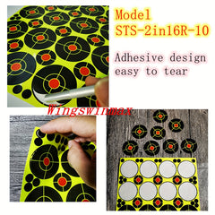 10 Pack Adhesive Splatter Targets 2.5" Plus 1" Bright Yellow Burst Upon Impact