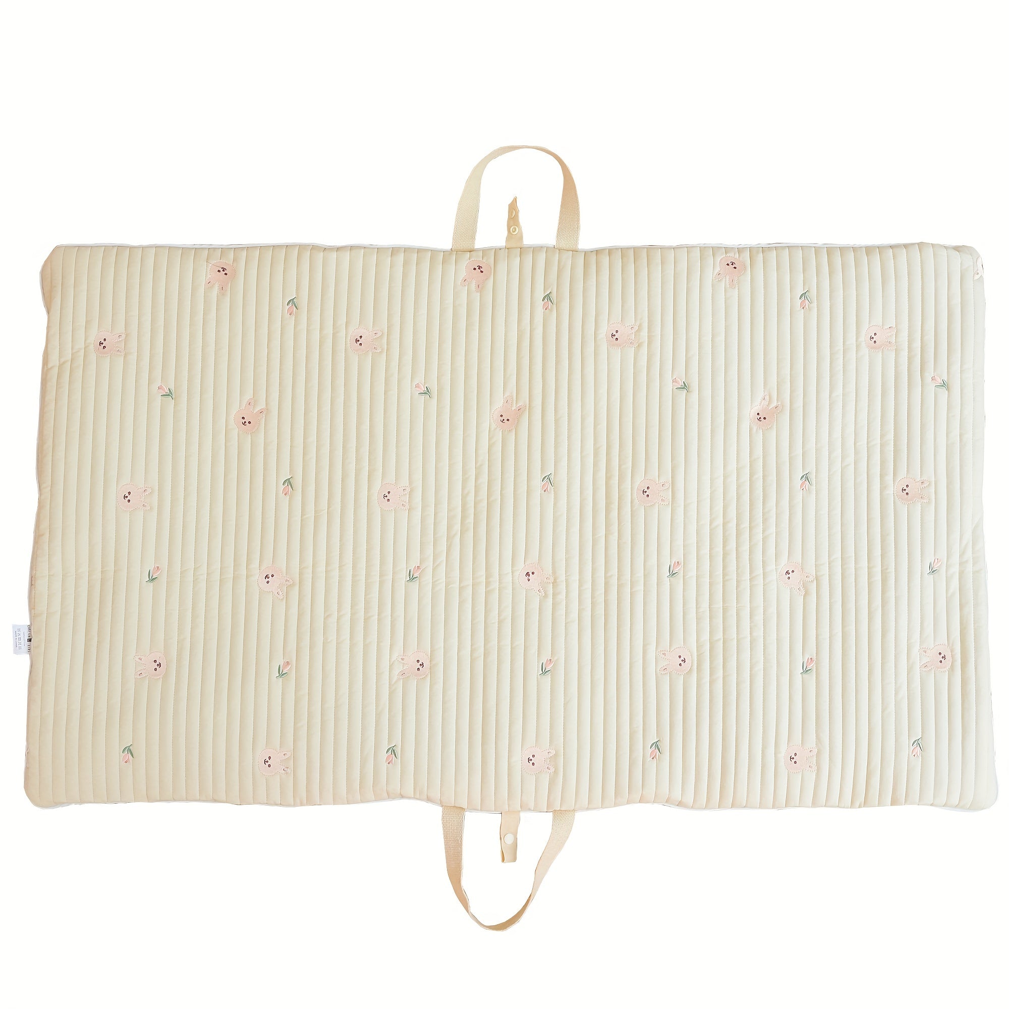Kids' Embroidered Nap Mat Portable Foldable Soft Mattress for Travel Ivory