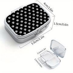 1pc Paw Print Pattern Two Compartment Pill Box Mini Medicine Box