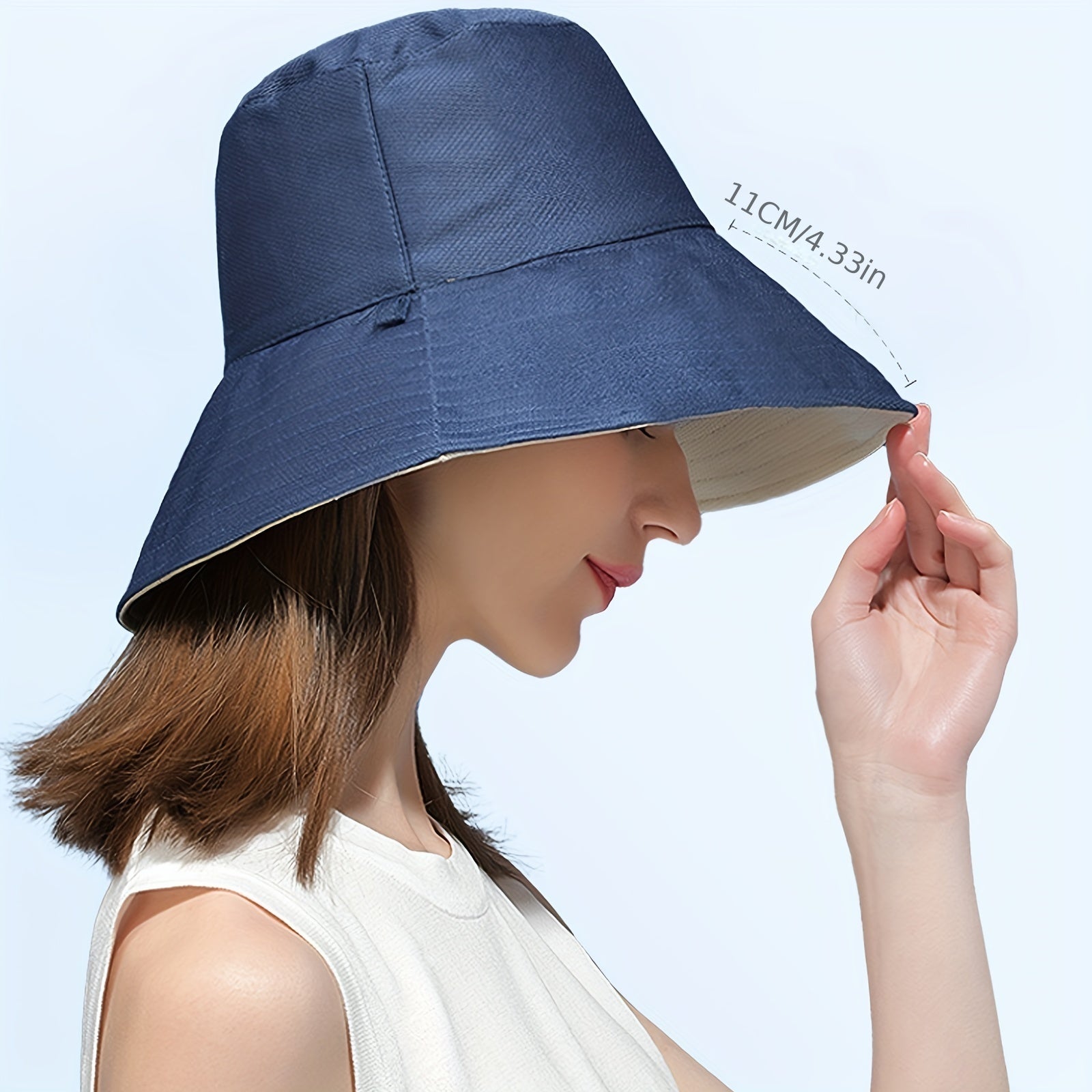 Reversible Bucket Hat UV Protection Wide Brim Fisherman Cap
