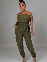 Sleeveless Tie Waist Jumpsuit with Pockets