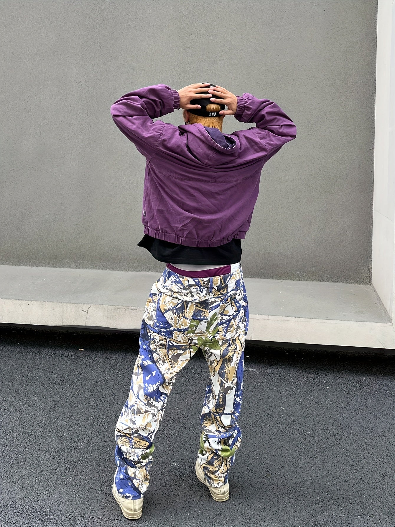 Men's Allover Print Street Style Denim Pants With Pockets