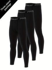 Men's Solid Compression Leggings for Running Training