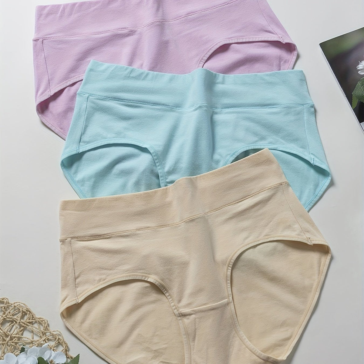 3 Pack Plus Solid High Rise Panties Set