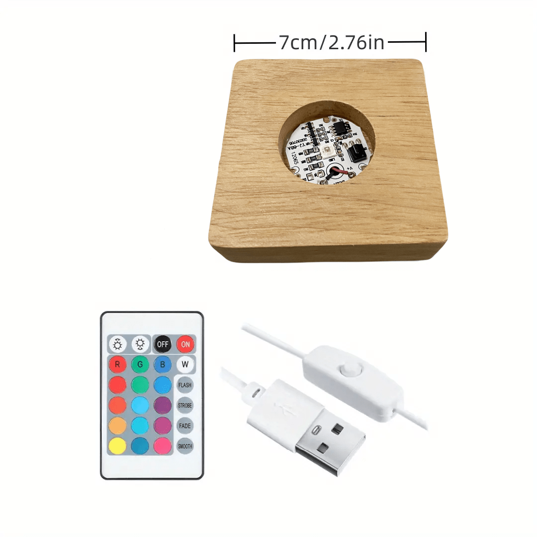 LED Light Base Stand w/ Remote for Selenite Tower & Glass Art Crystals