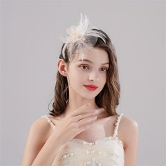 Mesh Flower Feather Head Piece Hair Accessories for Women