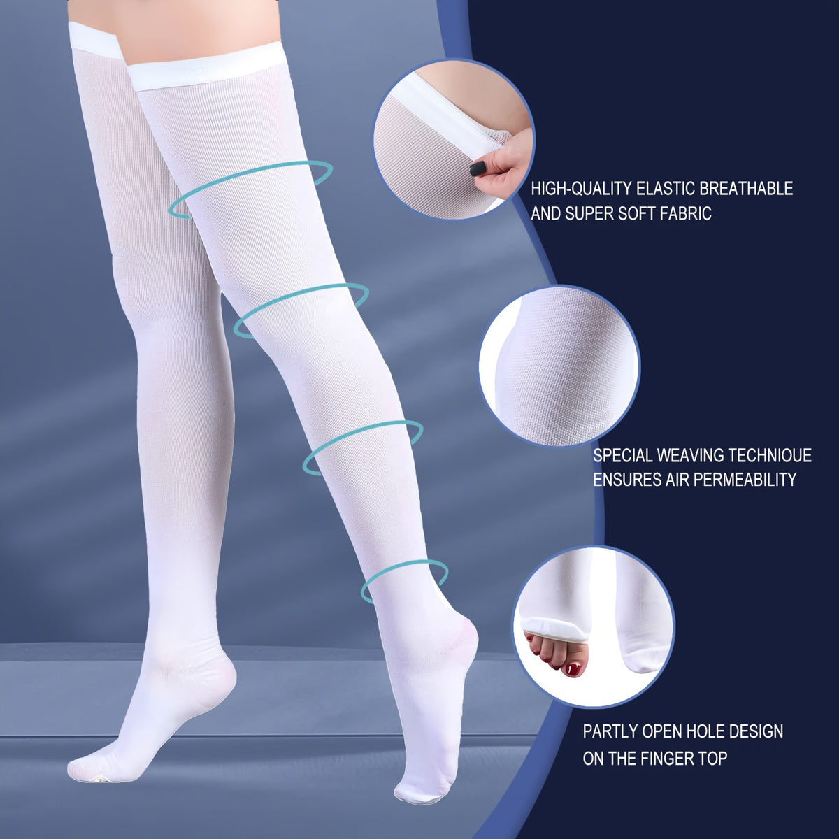 1 Pair Anti Embolism Stockings for Women Men 15 20 mmHg Compression Socks