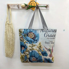 Cartoon Print Retro Tote Bag Large Shoulder Bag Women's Casual Handbag