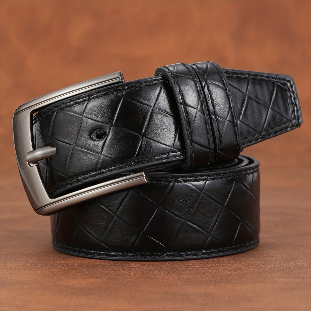 Men's Check Pin Buckle Belt