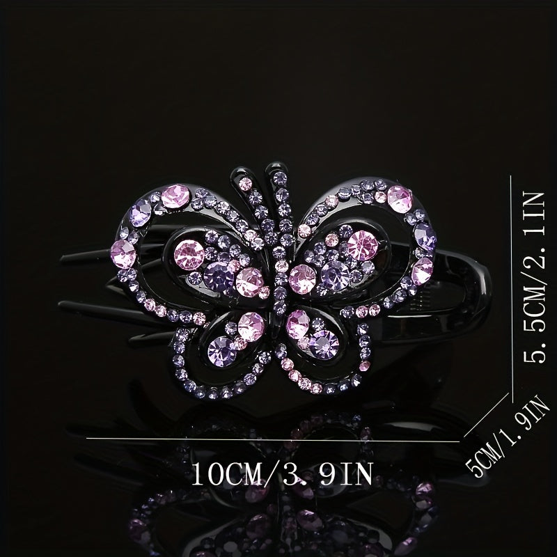 Colorful Hollow Butterfly Hair Clip Rhinestone Hairpin Headwear