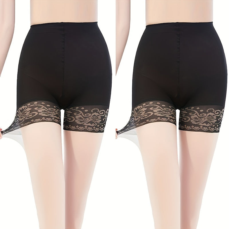 2 Pack Sheer Colorblock High Waist Pantyhose Footed Stockings