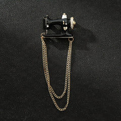 Sewing Machine Tassel Brooch Men's Chain Suit Personality Accessories