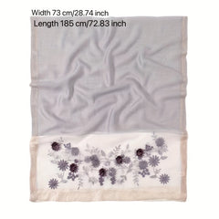 Flower Embroidered Scarf Silk Shawl Wrap Gift For Mother