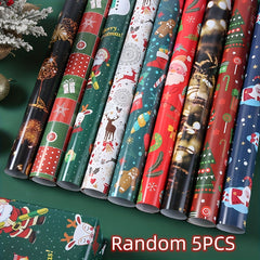 5pcs Christmas Gift Wrapping Paper for DIY Gift Packaging