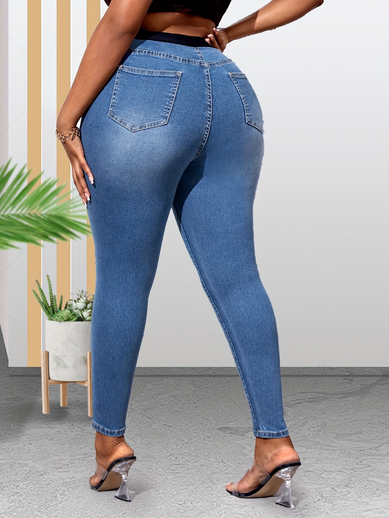  Colorblock High Stretch Skinny Jeans