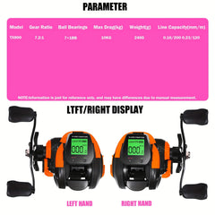 Big Led Screen Electronic Baitcasting Fishing Reel High Speed 7 2 1 10kg